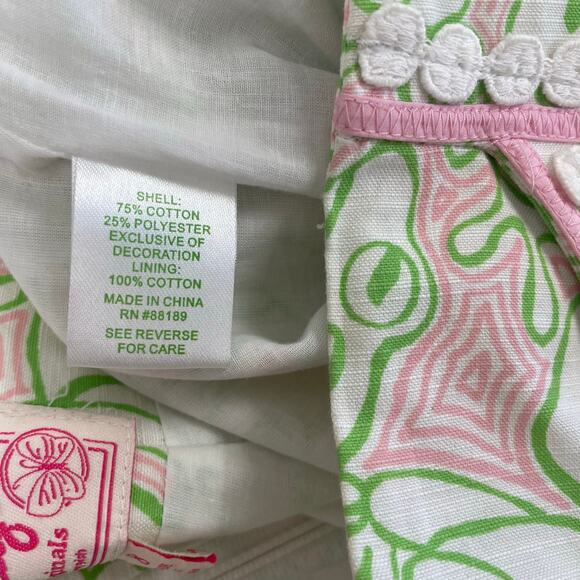 Lilly Pulitzer Originals Roslyn Skirt Pink Green Frog Lilly Pad Pattern 8 AS IS - Picture 7 of 8